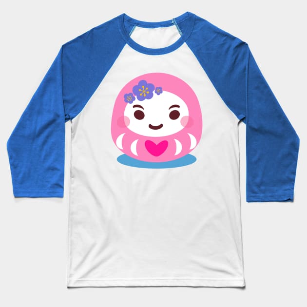 Pink Daruma Doll Baseball T-Shirt by EV Visuals